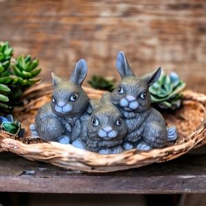 Ceramic Bunnies Trio Figurine